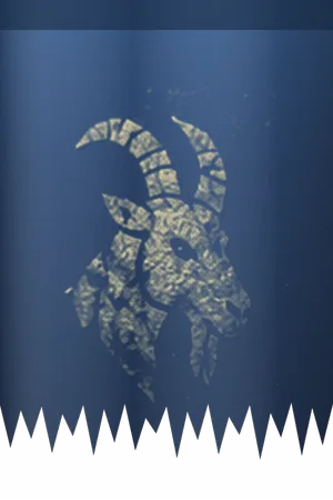 The blue River-Oath banner: a pale goat's head sigil on deep blue, with a swallowtail hem